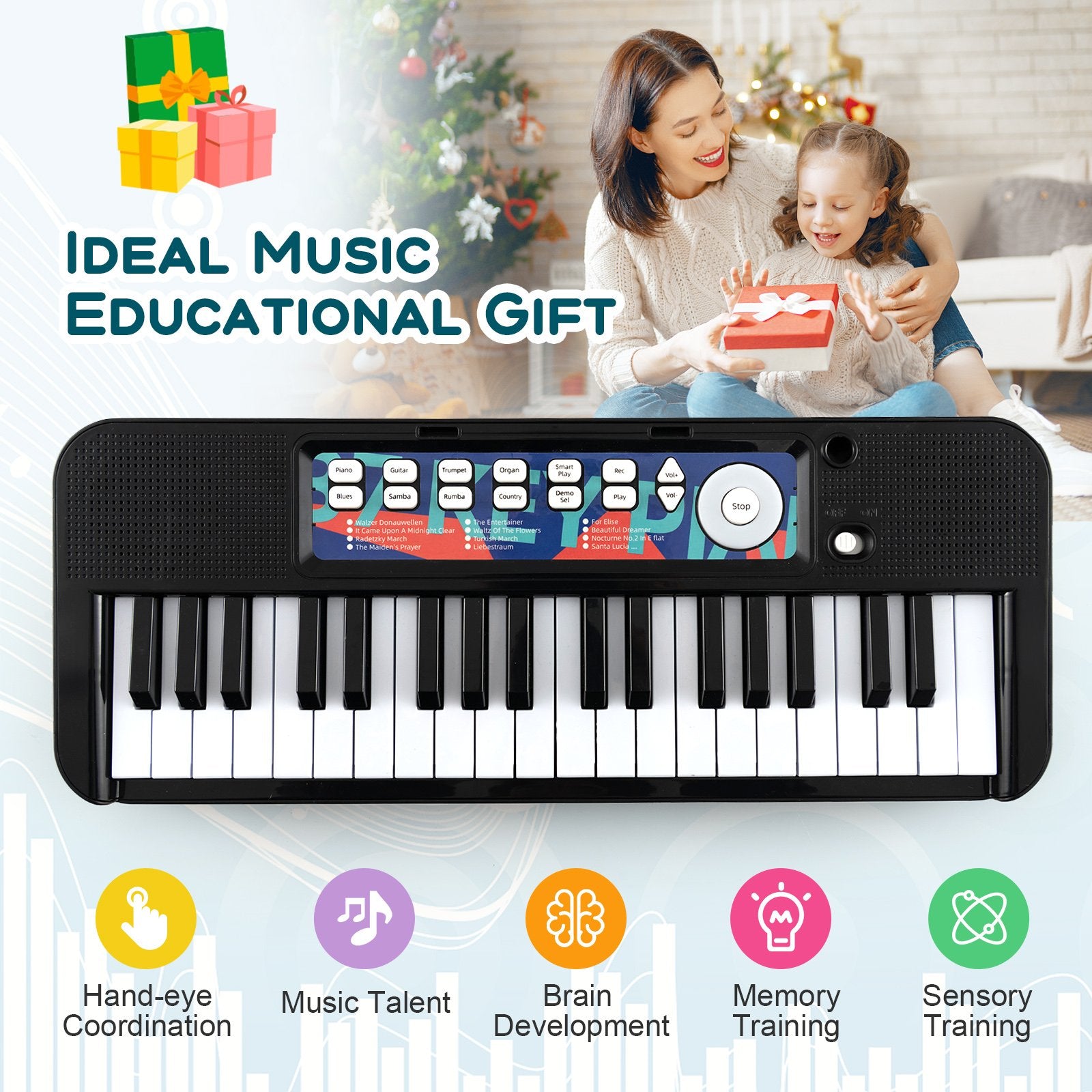 Kids Piano Keyboard 37-Key Kids Toy Keyboard Piano with Microphone for 3+ Kids, Black Pianos & Keyboards   at Gallery Canada