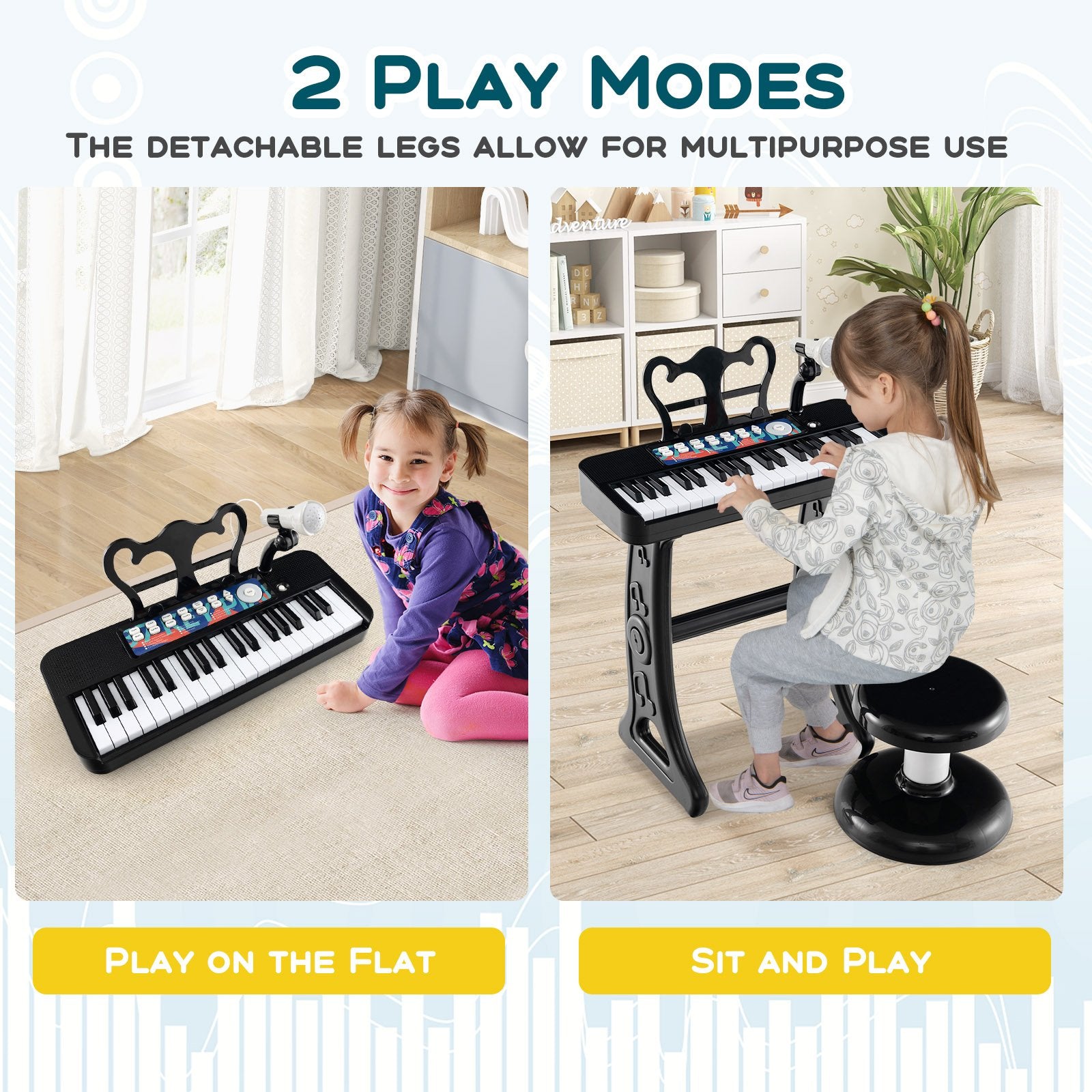 Kids Piano Keyboard 37-Key Kids Toy Keyboard Piano with Microphone for 3+ Kids, Black Pianos & Keyboards   at Gallery Canada