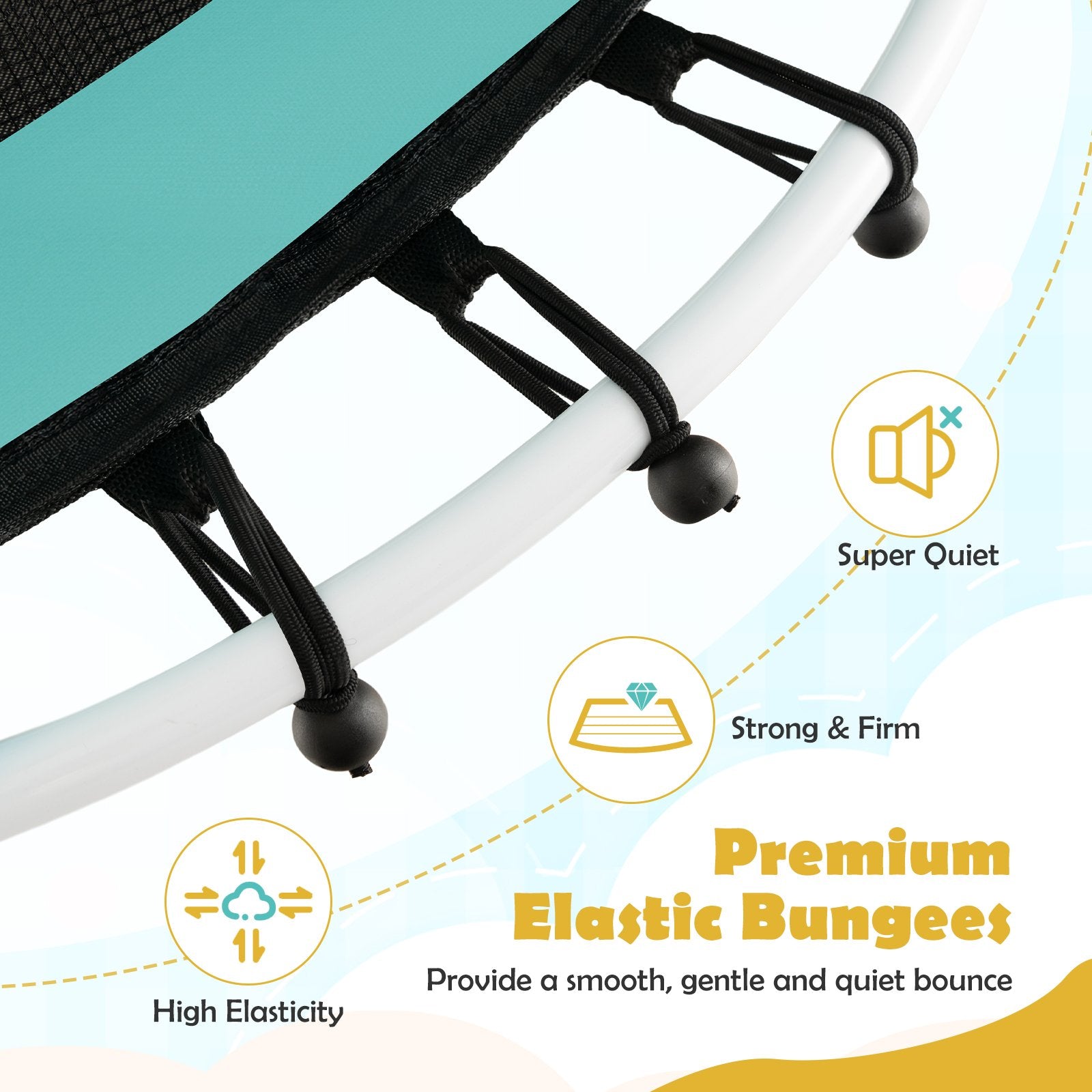 Mini Trampoline with Enclosure and Heavy-duty Metal Frame, Yellow Trampolines   at Gallery Canada