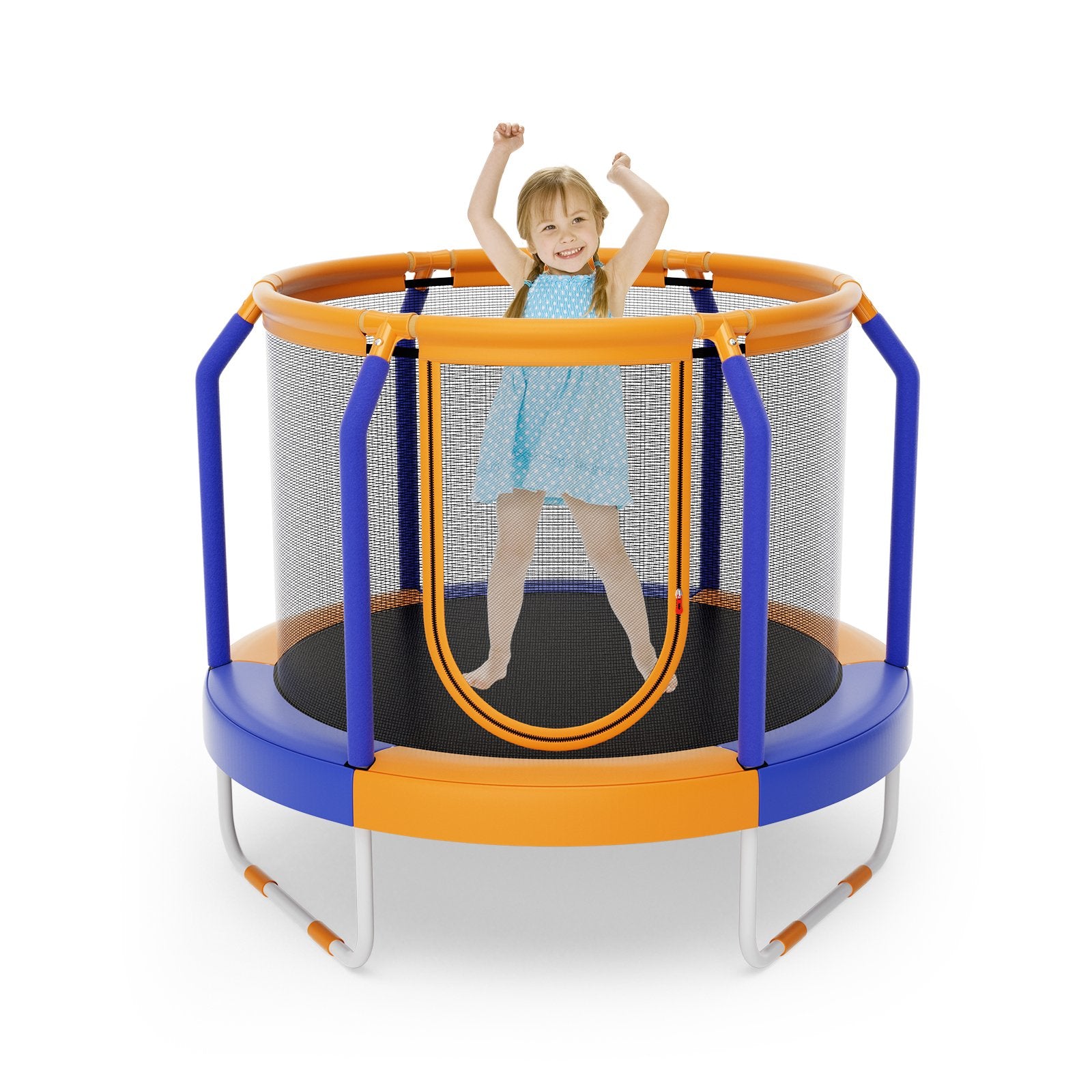 Mini Trampoline with Enclosure and Heavy-duty Metal Frame, Orange Trampolines   at Gallery Canada