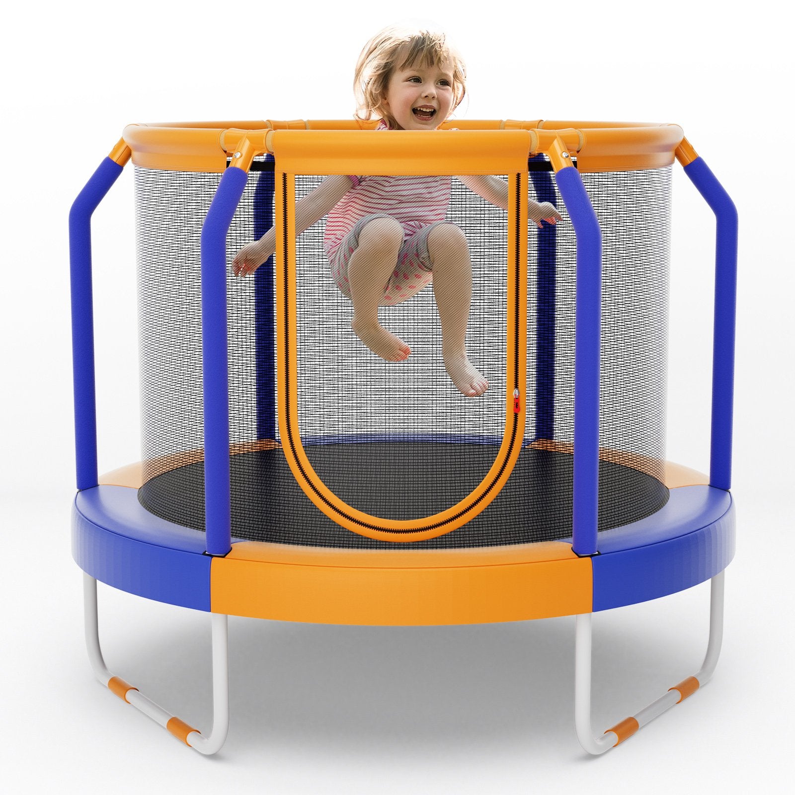 Mini Trampoline with Enclosure and Heavy-duty Metal Frame, Orange Trampolines   at Gallery Canada