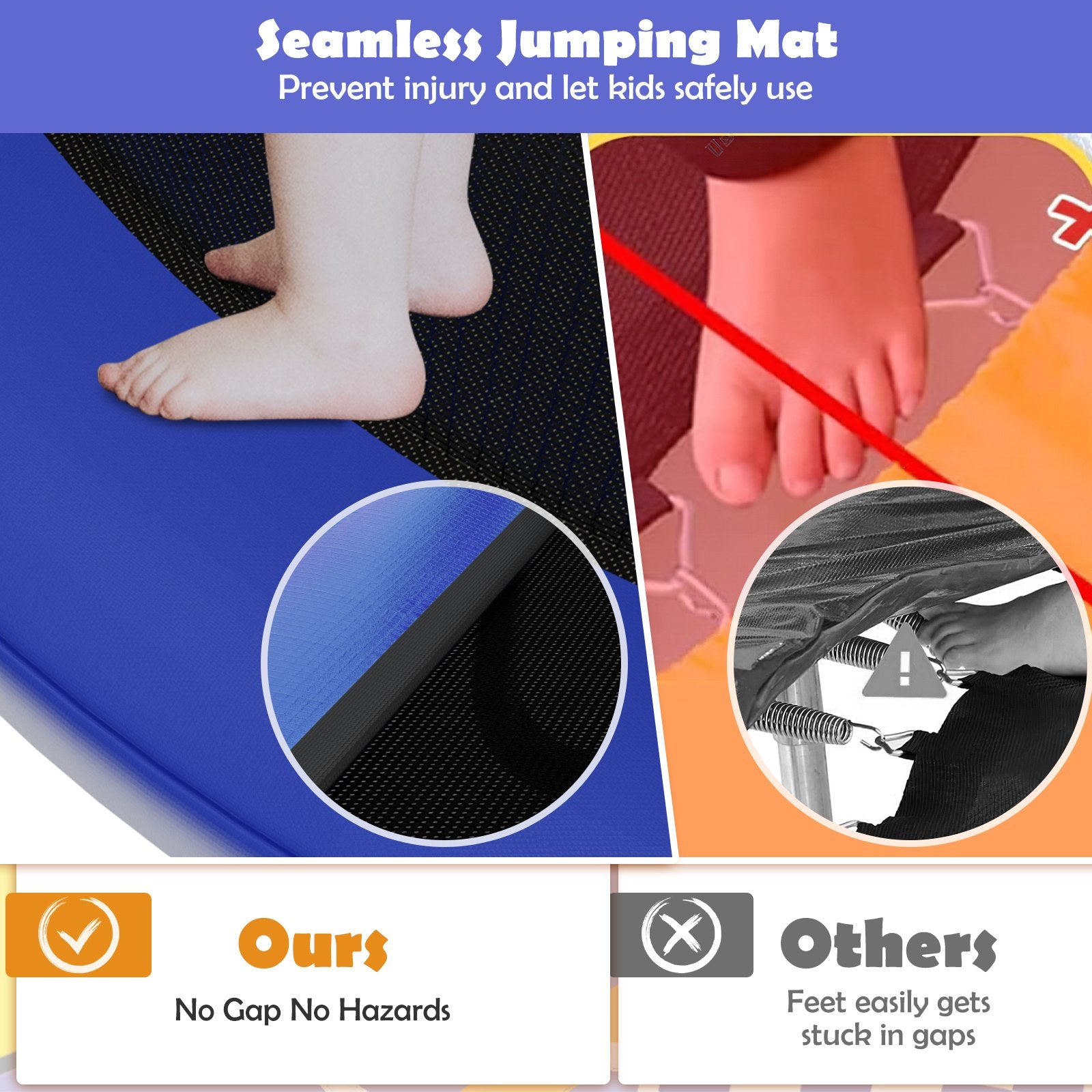 Mini Trampoline with Enclosure and Heavy-duty Metal Frame, Orange Trampolines   at Gallery Canada