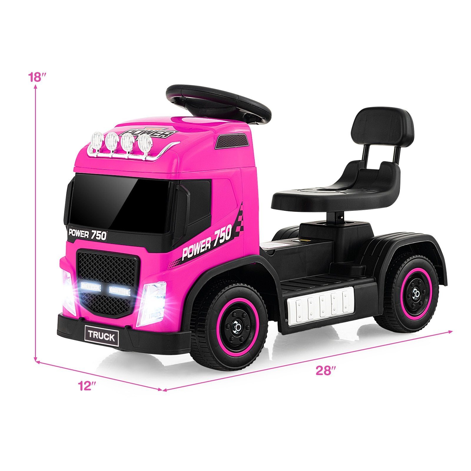 6V Kids Electric Ride-on Truck with Height Adjustable Seat, Pink Powered Ride On Toys   at Gallery Canada