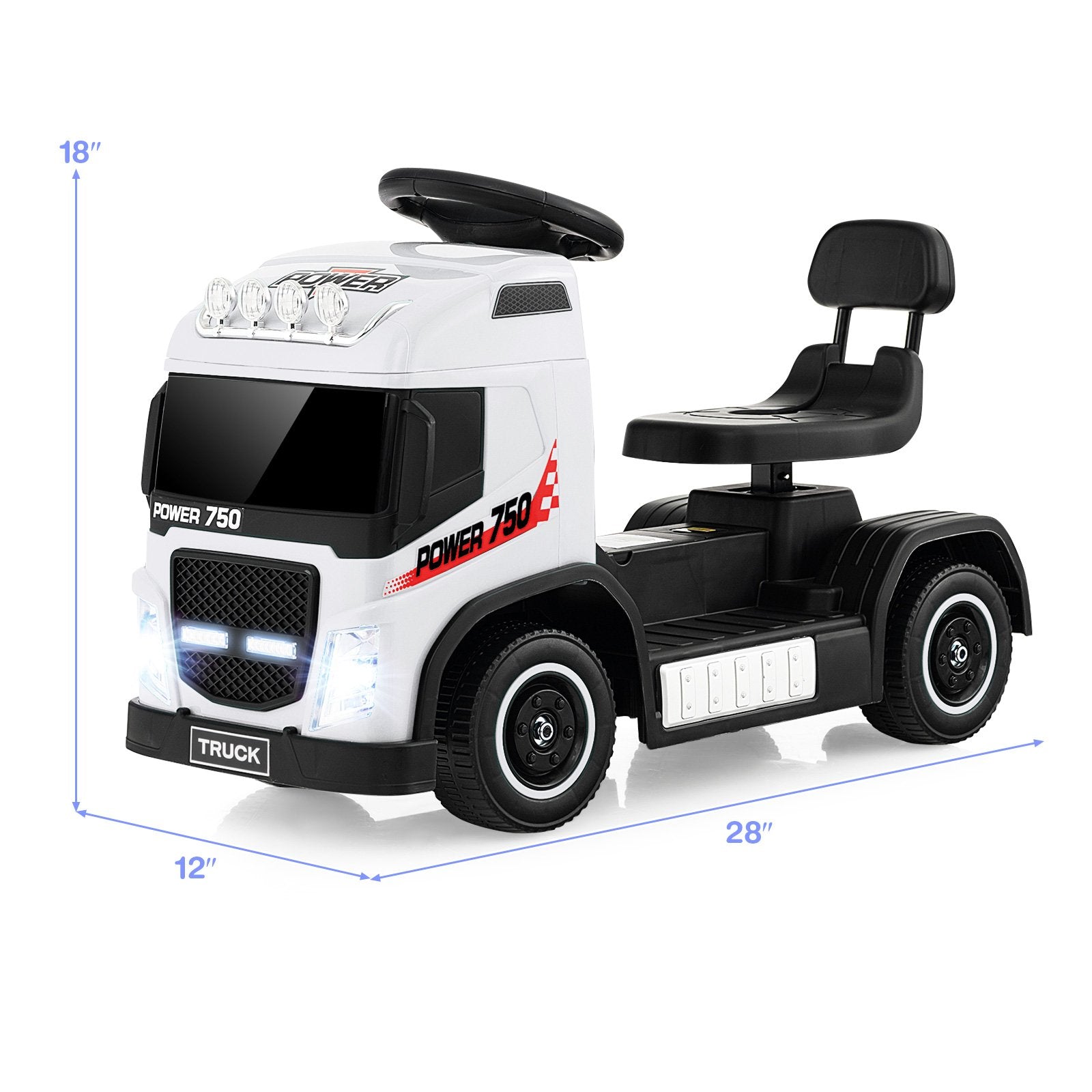 6V Kids Electric Ride-on Truck with Height Adjustable Seat, White Powered Ride On Toys   at Gallery Canada