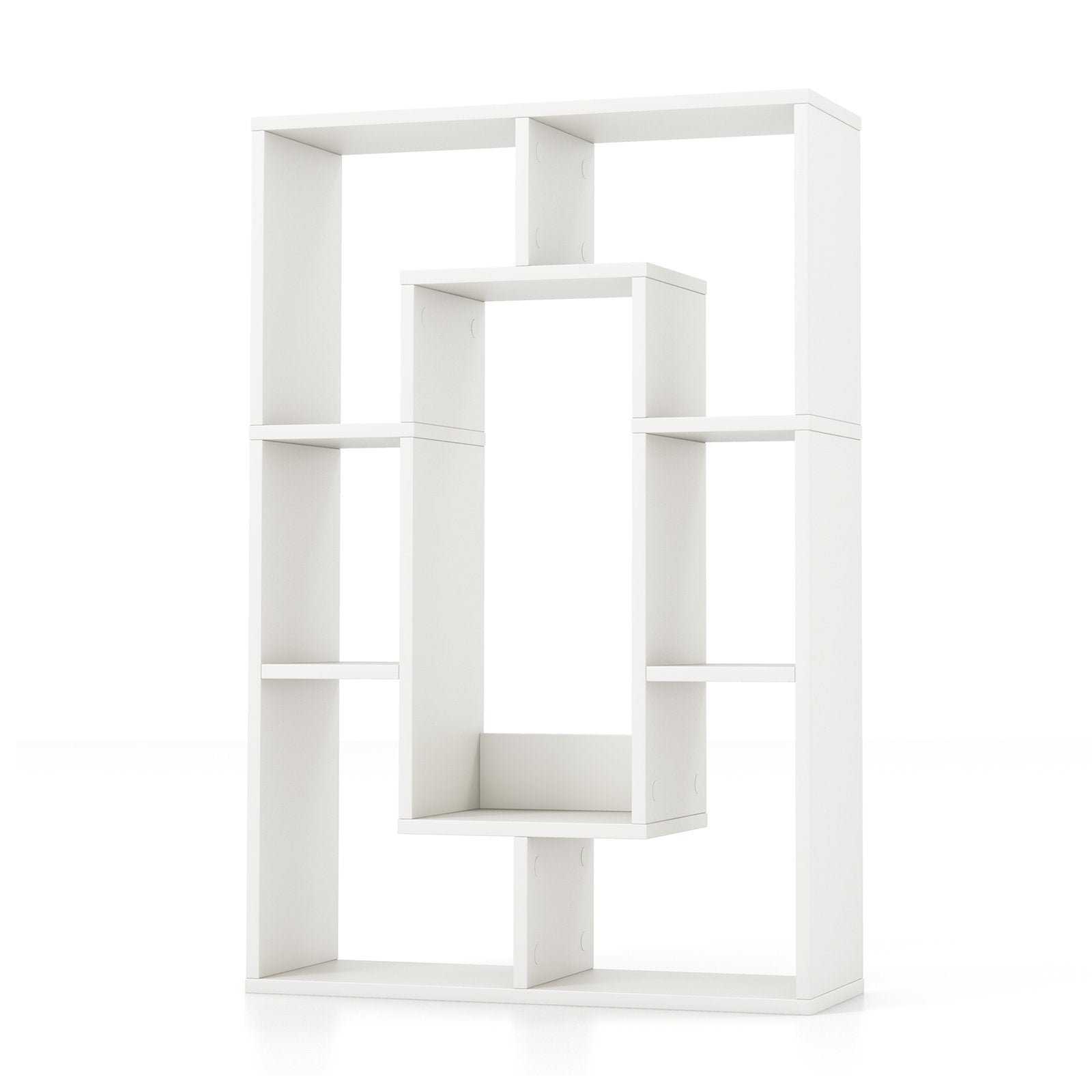 7-Cube Geometric Bookshelf Modern Decorative Open Bookcase, White Bookcases   at Gallery Canada