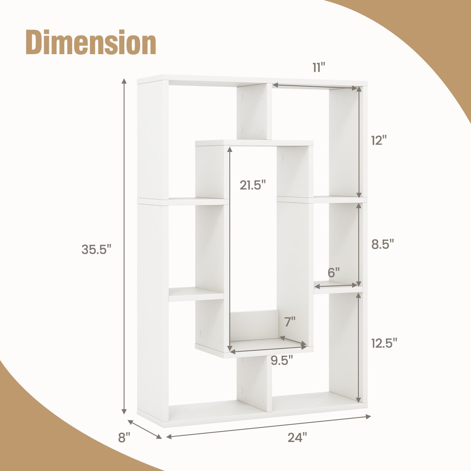 7-Cube Geometric Bookshelf Modern Decorative Open Bookcase, White Bookcases   at Gallery Canada