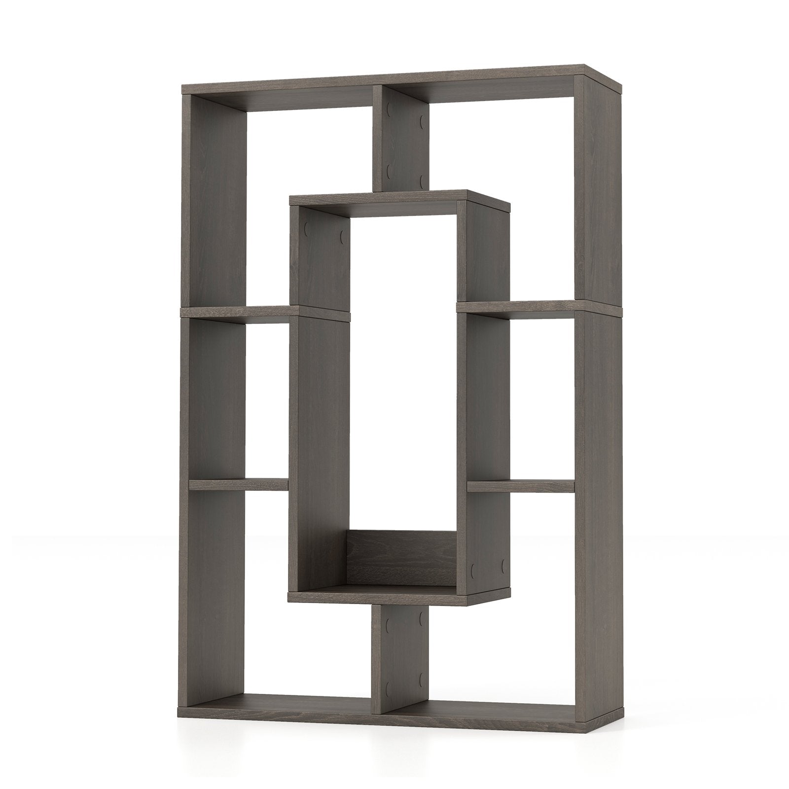 7-Cube Geometric Bookshelf Modern Decorative Open Bookcase, Gray Bookcases   at Gallery Canada