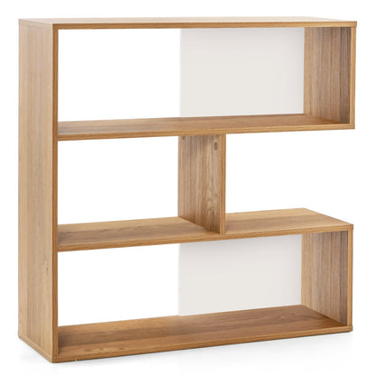 Concave Bookshelf 3-Shelf Open Bookcase with Anti-Toppling Device for Living Room Study Office, Natural Bookcases   at Gallery Canada