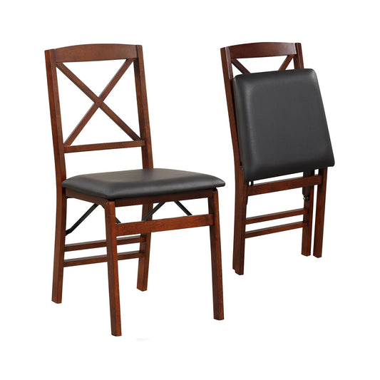 Set of 2 Folding Dining Chairs with 400 LBS Capacity, Brown - Gallery Canada