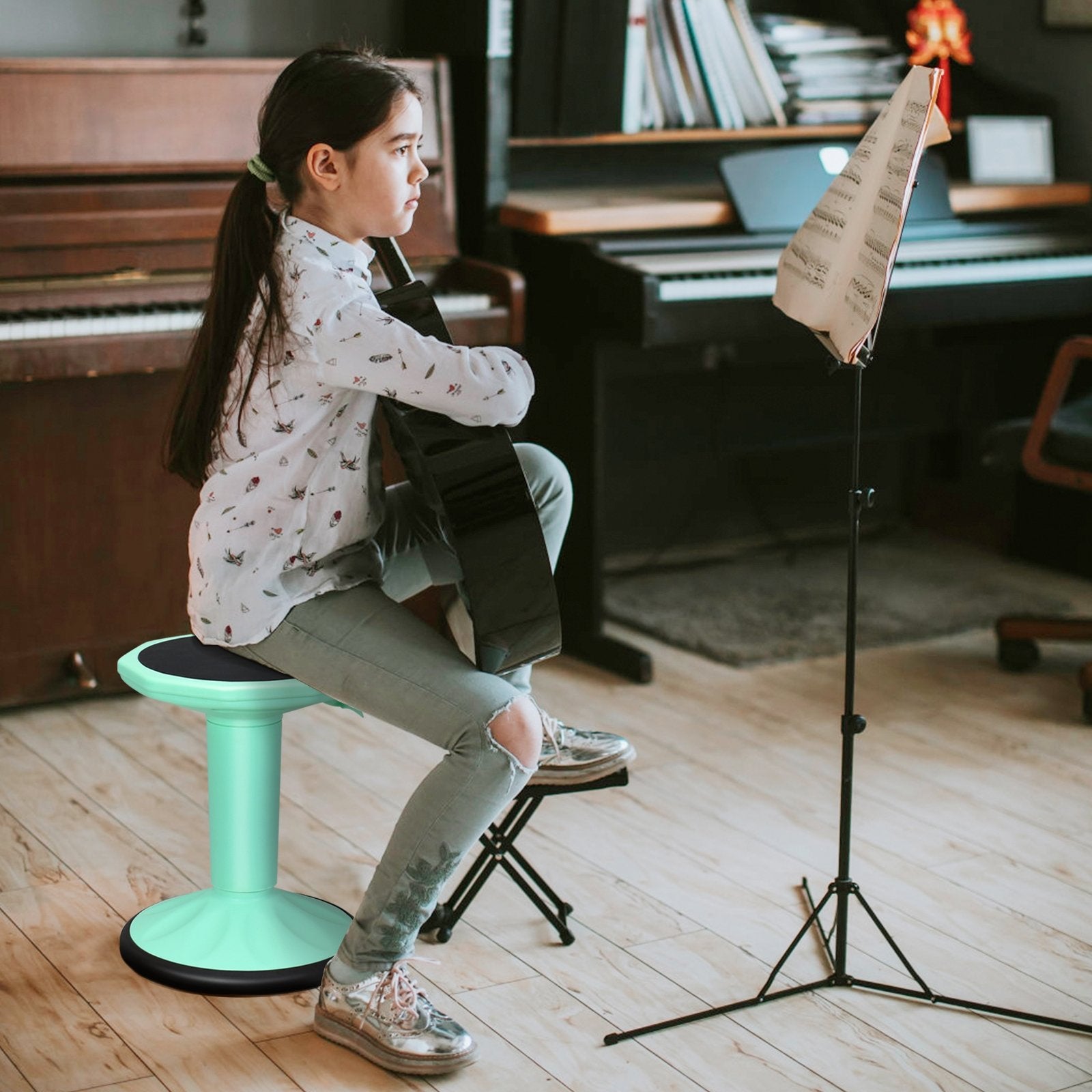 Adjustable Active Learning Stool Sitting Home Office Wobble Chair with Cushion Seat , Green Kneeling Chiars   at Gallery Canada