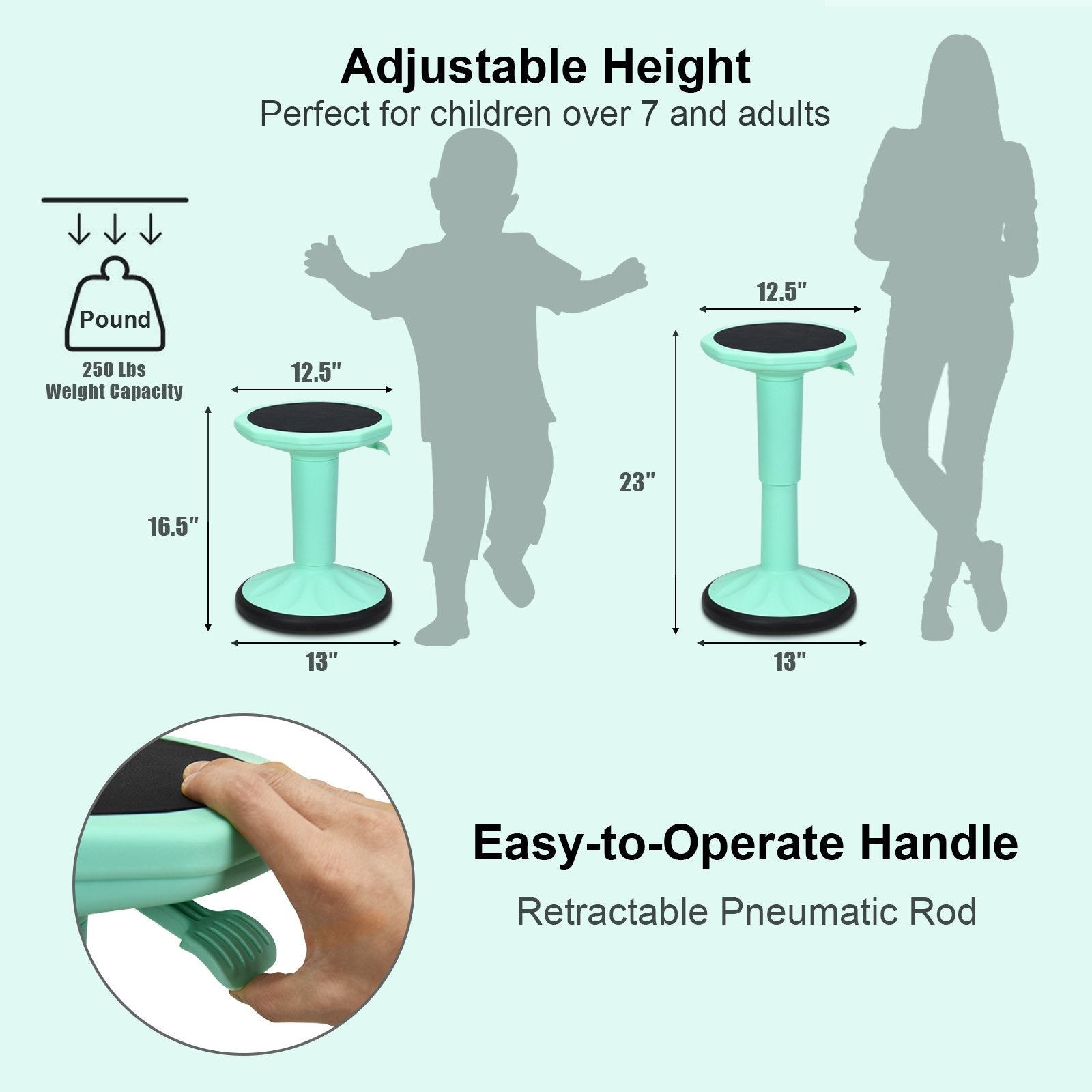 Adjustable Active Learning Stool Sitting Home Office Wobble Chair with Cushion Seat , Green Kneeling Chiars   at Gallery Canada