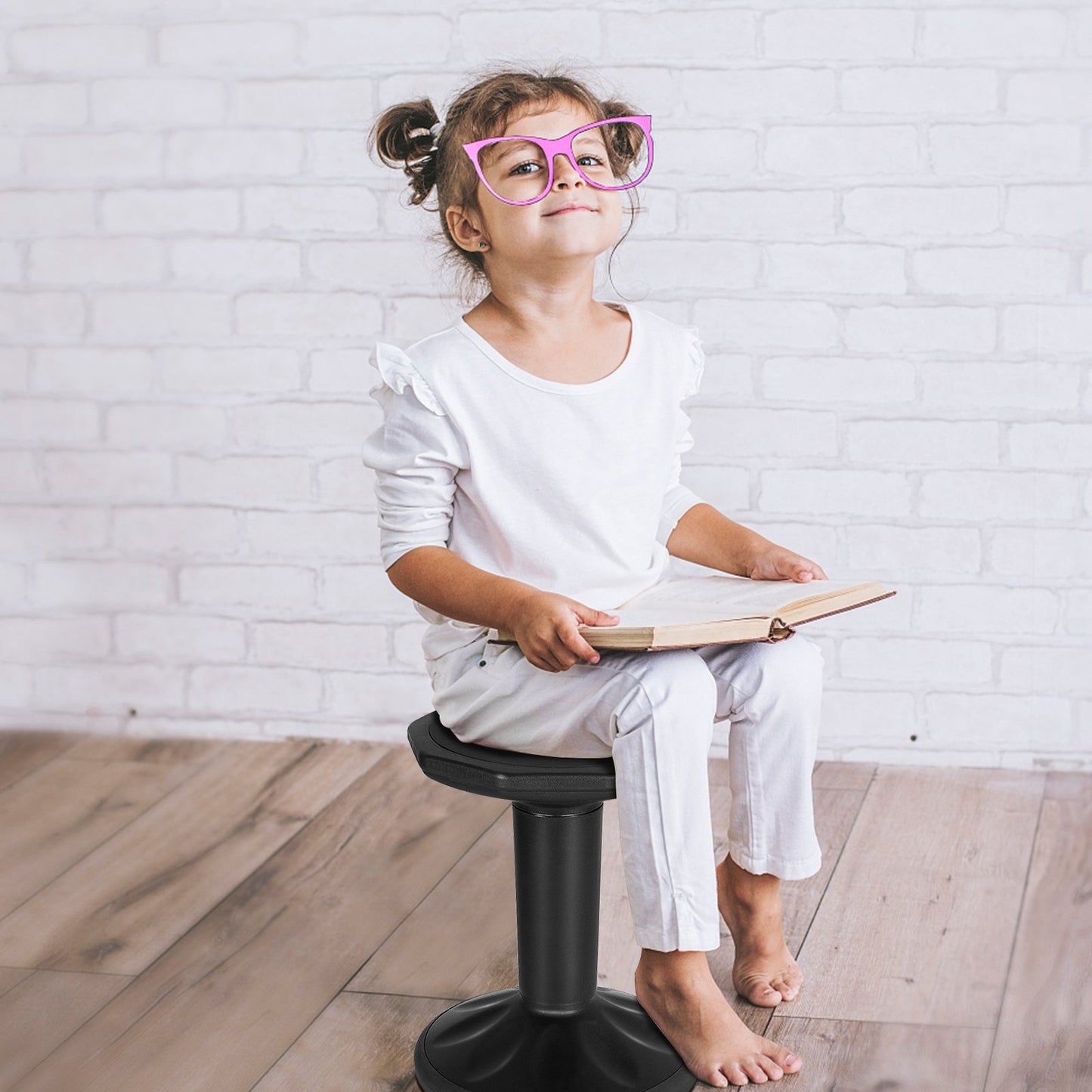 Adjustable Active Learning Stool Sitting Home Office Wobble Chair with Cushion Seat , Black Kneeling Chiars   at Gallery Canada