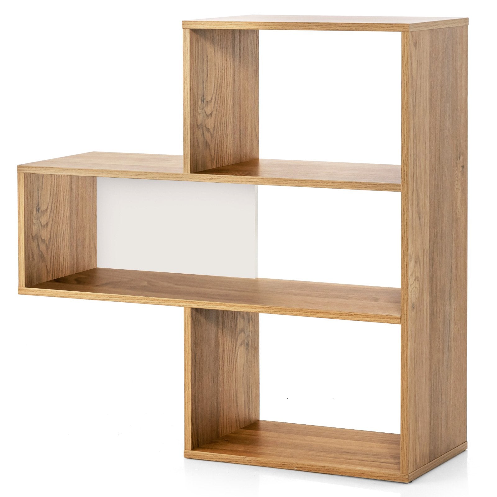 Convex Bookshelf 3-Shelf Open Bookcase Room Organizer with Anti-Toppling Device, Natural Bookcases   at Gallery Canada