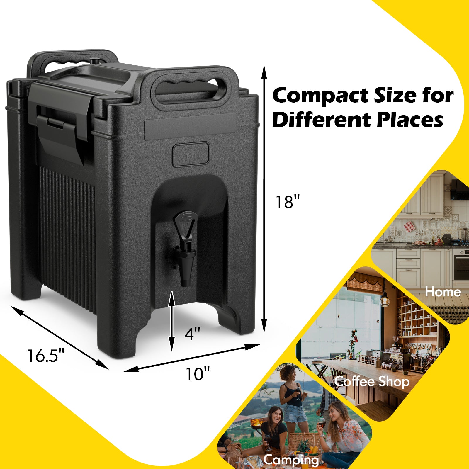 2.5 Gallon Insulated Beverage Server Dispenser, Black Water Dispensers at Gallery Canada