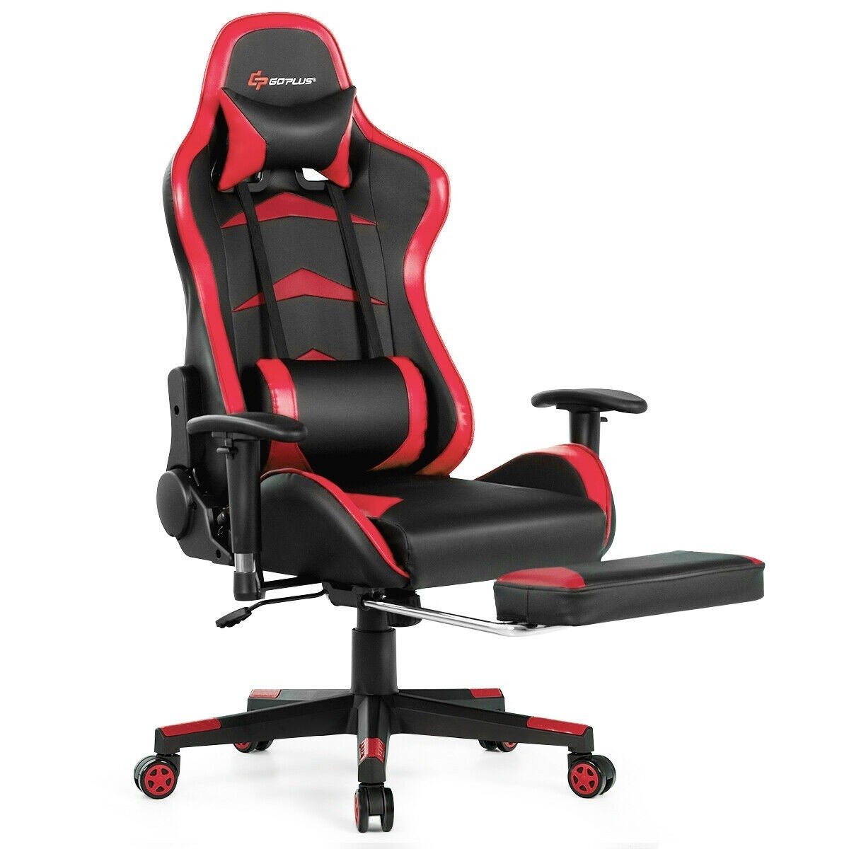 Massage Gaming Chair with Footrest, Red Gaming Chairs   at Gallery Canada