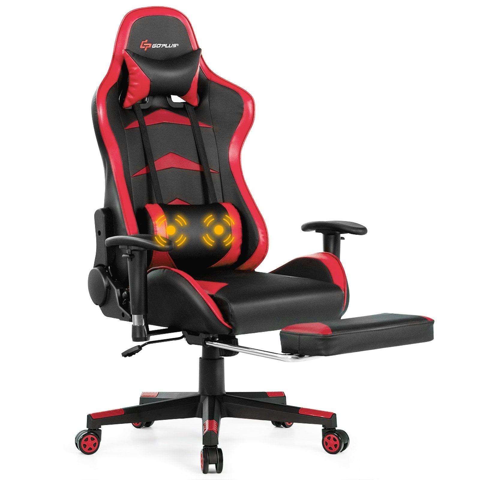 Massage Gaming Chair with Footrest, Red Gaming Chairs   at Gallery Canada