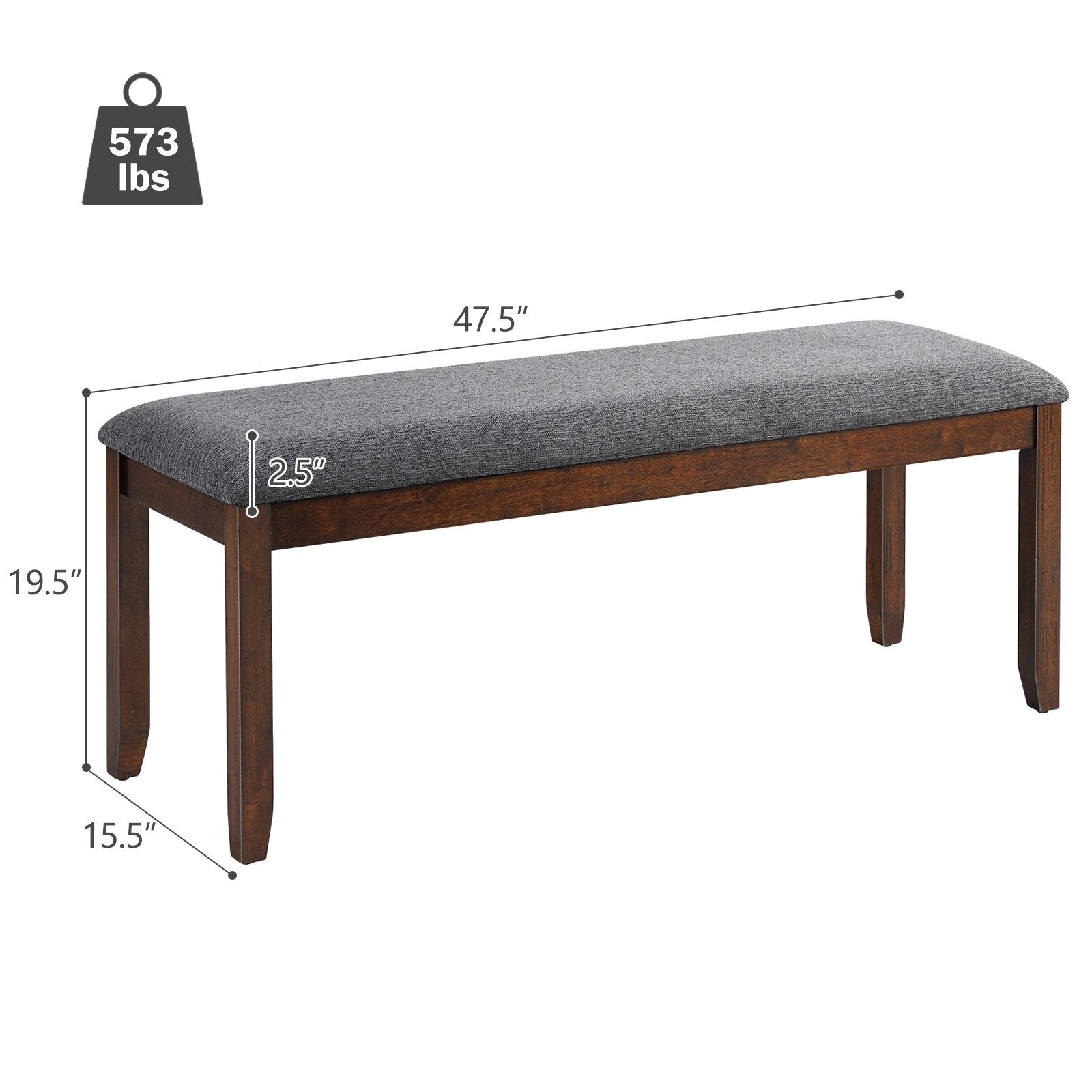 Upholstered Entryway Bench Footstool with Wood Legs, Dark Gray Shoe Racks & Storage Benches   at Gallery Canada