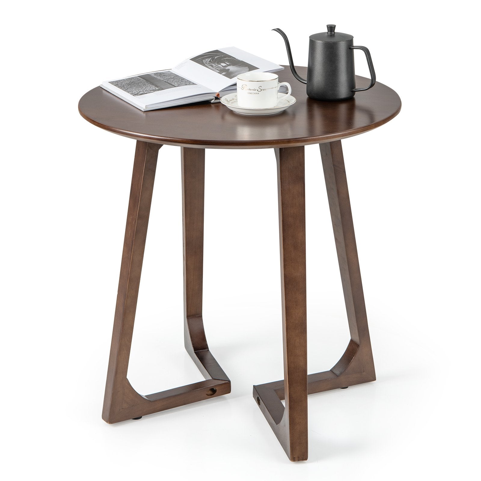 24 Inch Round End Table with Adjustable Foot Pads, Brown End & Side Tables   at Gallery Canada