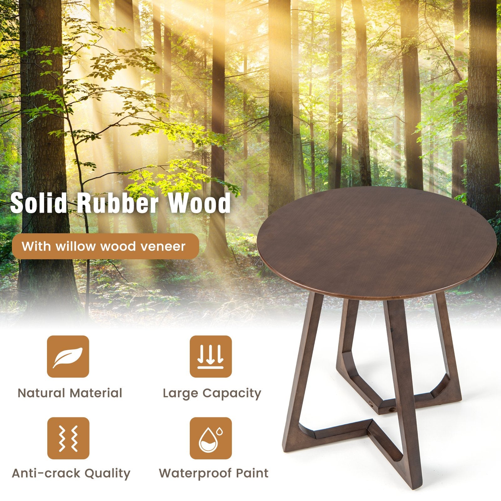 24 Inch Round End Table with Adjustable Foot Pads, Brown End & Side Tables   at Gallery Canada