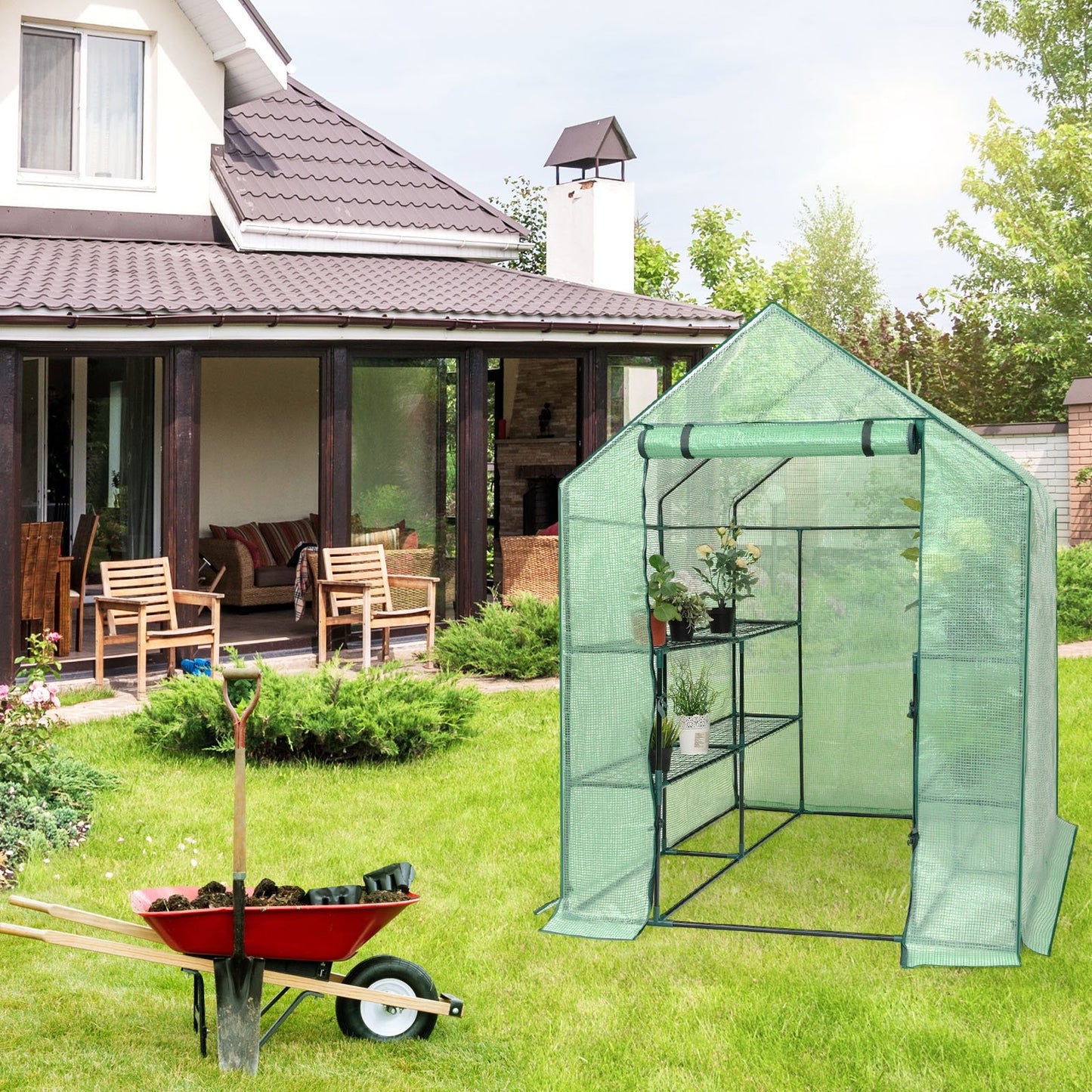 8 shelves Mini Walk In Greenhouse Outdoor Gardening Plant Green House, Green Greenhouses   at Gallery Canada