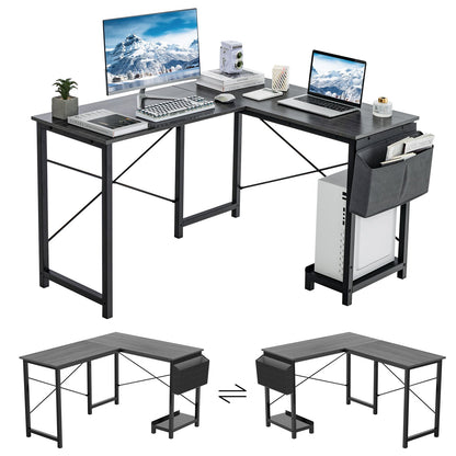 Modern Reversible Computer Desk with Storage Pocket and CPU Stand for Working Writing Gaming, Dark Gray L-Shaped Desks   at Gallery Canada