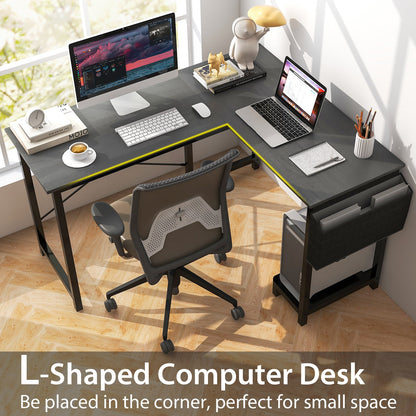 Modern Reversible Computer Desk with Storage Pocket and CPU Stand for Working Writing Gaming, Dark Gray L-Shaped Desks   at Gallery Canada