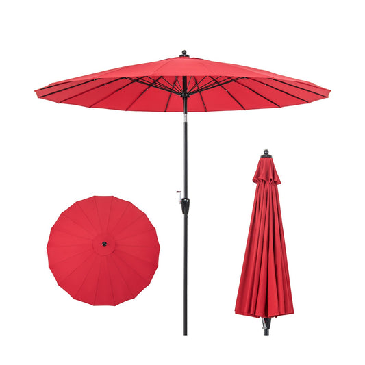 9 Feet Round Patio Umbrella with 18 Fiberglass Ribs, Wine - Gallery Canada