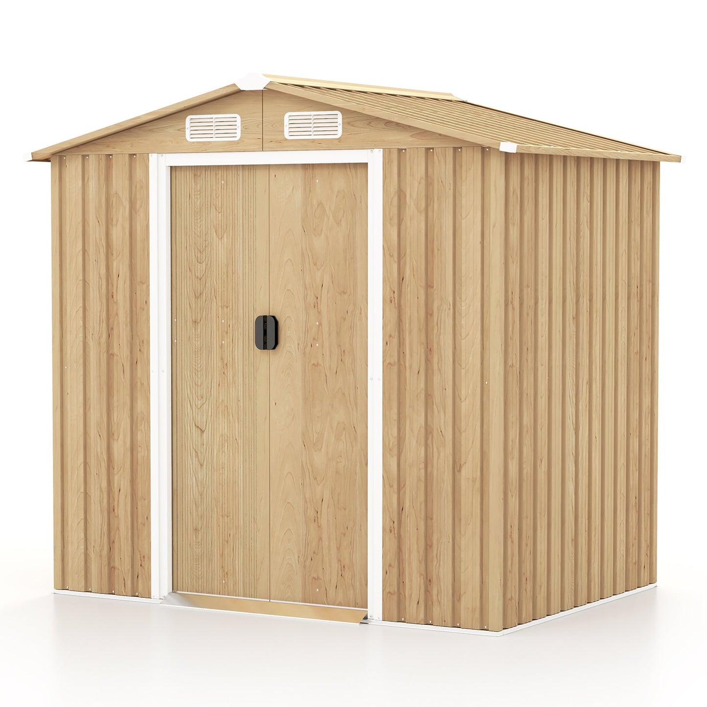 6 x 4 Feet Galvanized Steel Storage Shed with Lockable Sliding Doors, Natural Sheds & Outdoor Storage   at Gallery Canada