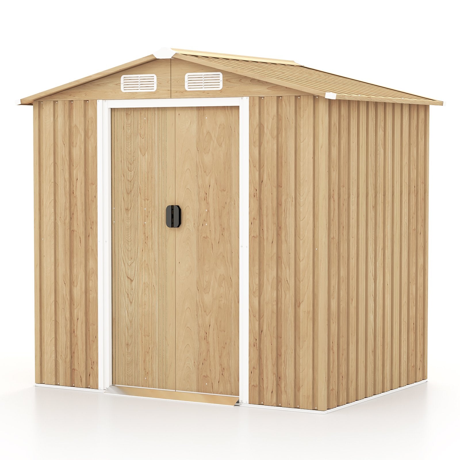 6 x 4 Feet Galvanized Steel Storage Shed with Lockable Sliding Doors, Natural Sheds & Outdoor Storage Natural at Gallery Canada