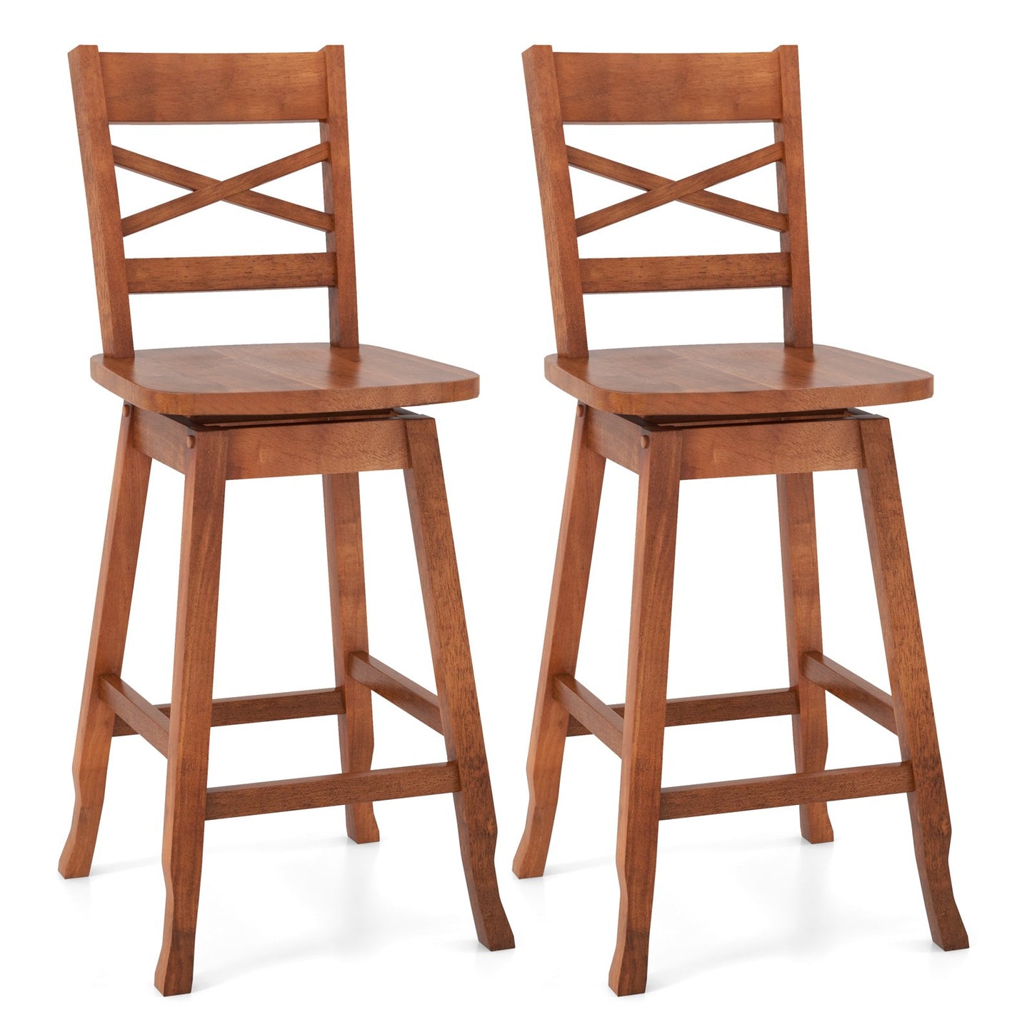 Swivel 24-Inch Counter Height Stool Set of 2 with Inclined Backrest, Walnut Bar Stools   at Gallery Canada