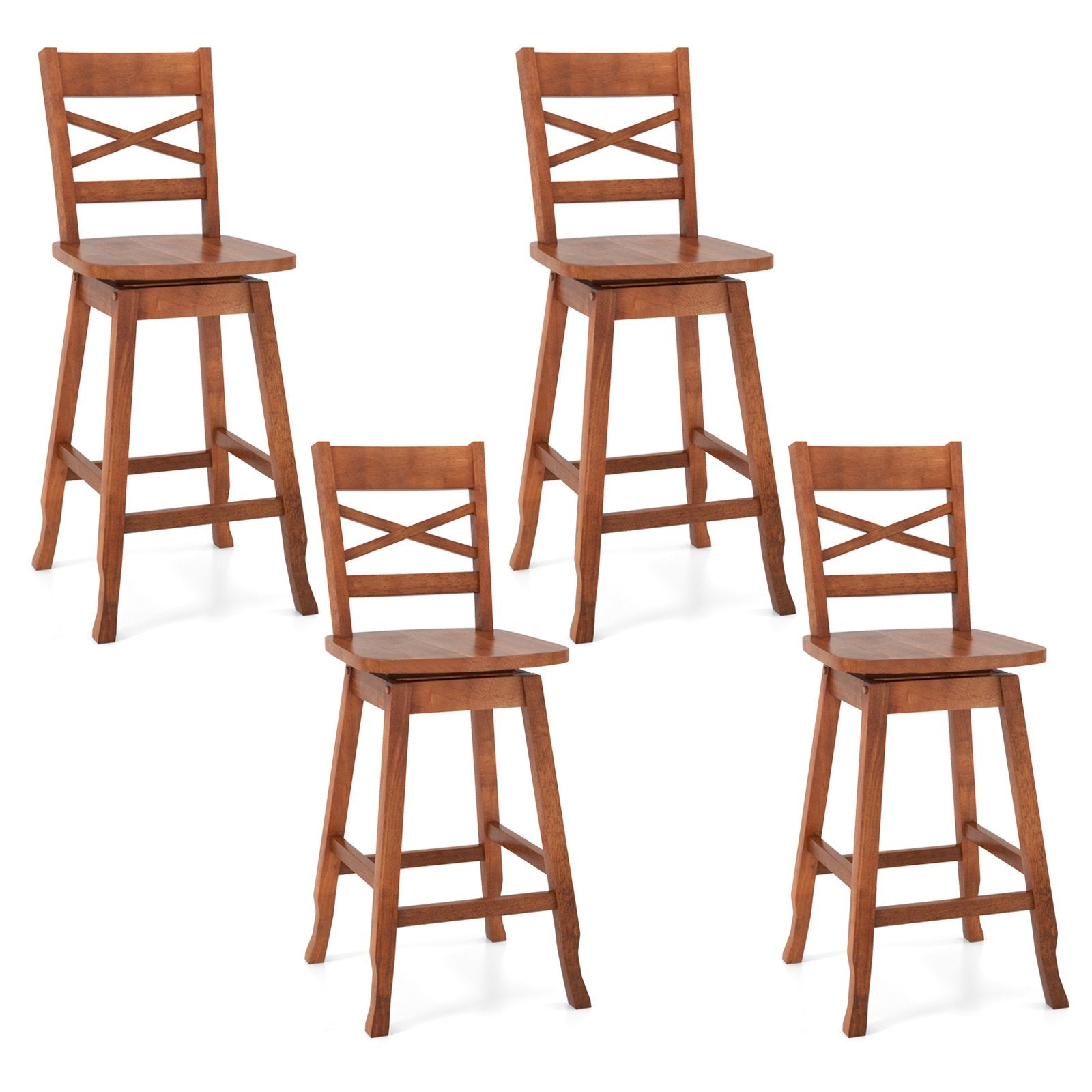 Swivel 24-Inch Counter Height Stool Set of 2 with Inclined Backrest, Walnut Bar Stools   at Gallery Canada