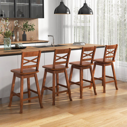 Swivel 24-Inch Counter Height Stool Set of 2 with Inclined Backrest, Walnut Bar Stools   at Gallery Canada