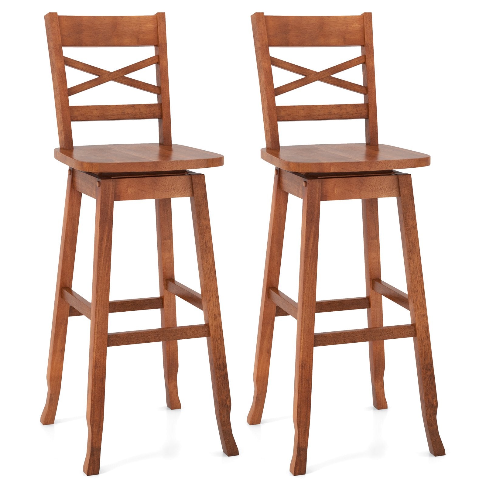 Swivel 30-Inch Bar Height Stool Set of 2 with Footrest, Walnut Bar Stools   at Gallery Canada