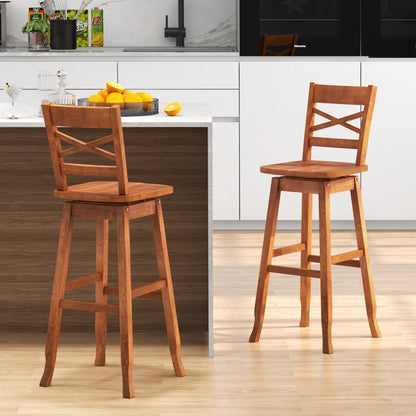 Swivel 30-Inch Bar Height Stool Set of 2 with Footrest, Walnut Bar Stools   at Gallery Canada