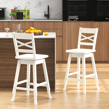 Swivel 24-Inch Counter Height Stool Set of 2 with Inclined Backrest, White Bar Stools   at Gallery Canada