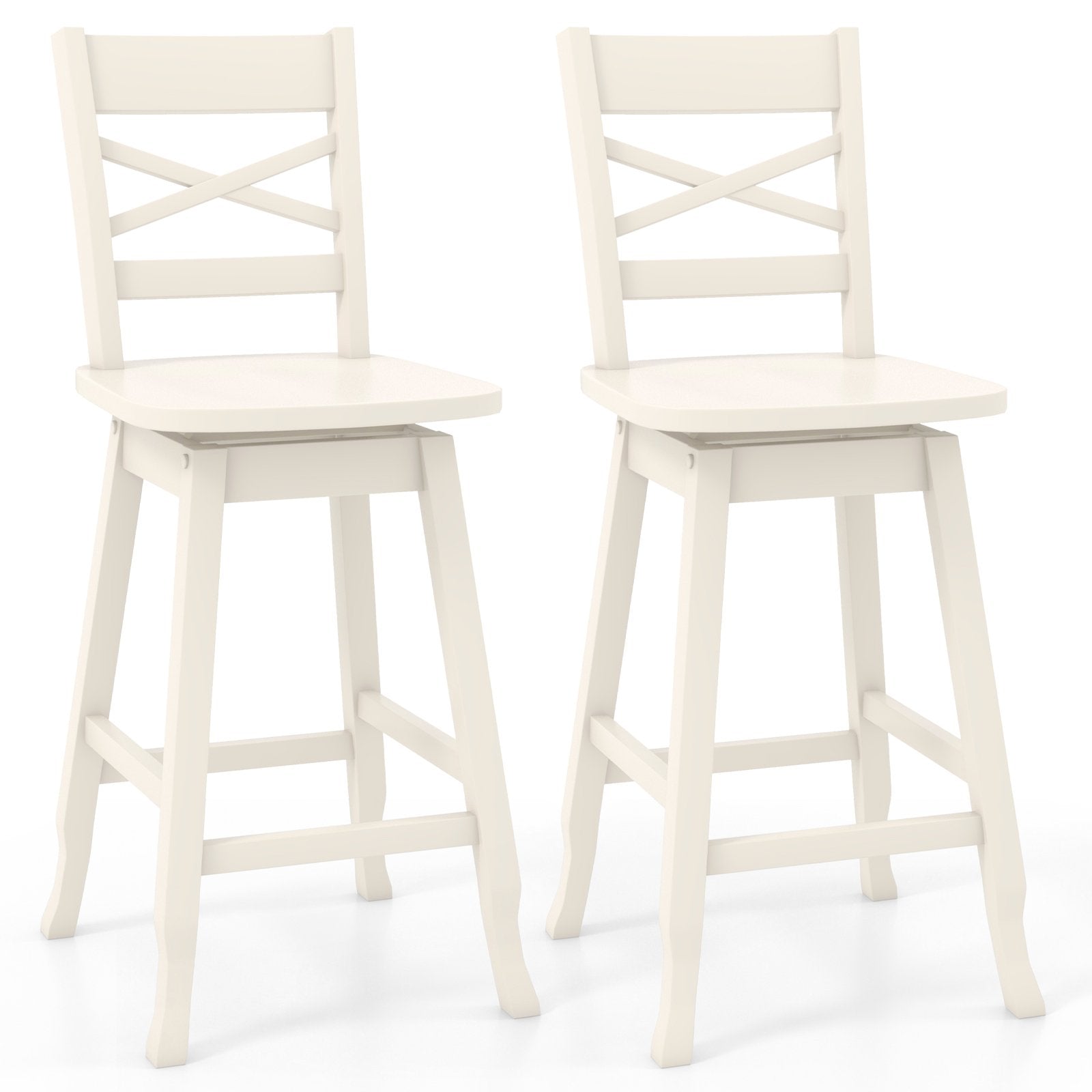 Swivel 24-Inch Counter Height Stool Set of 2 with Inclined Backrest, White Bar Stools   at Gallery Canada