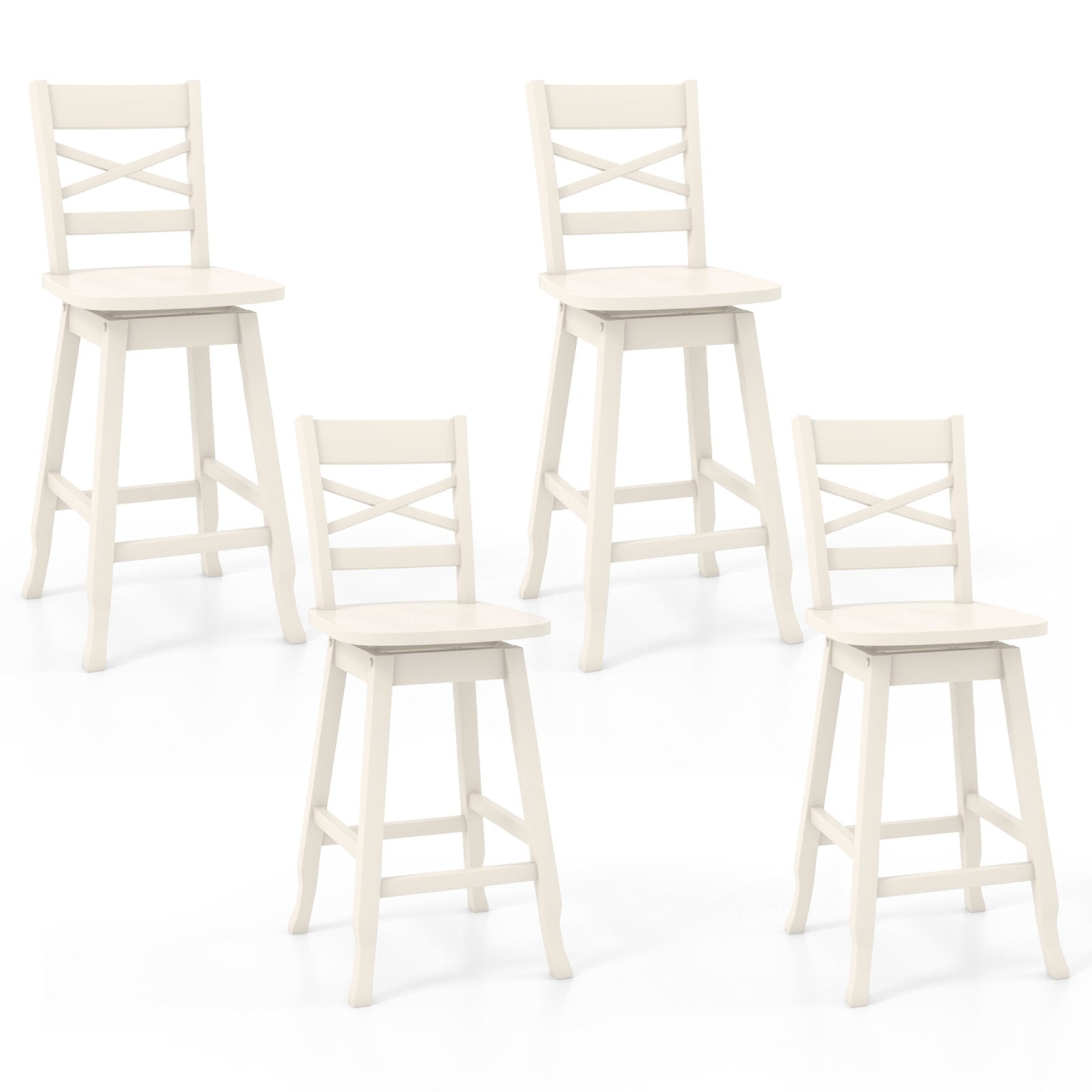 Swivel 24-Inch Counter Height Stool Set of 2 with Inclined Backrest, White Bar Stools   at Gallery Canada