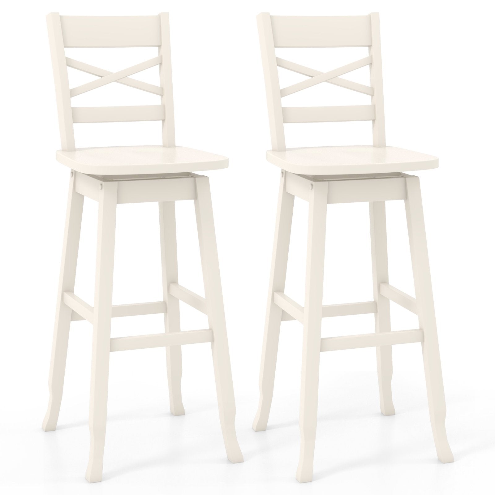 Swivel 30-Inch Bar Height Stool Set of 2 with Footrest, White Bar Stools   at Gallery Canada