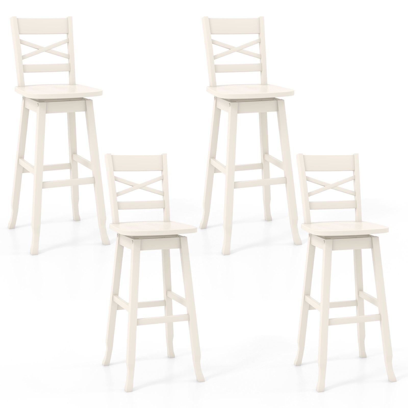 Swivel 30-Inch Bar Height Stool Set of 2 with Footrest, White Bar Stools   at Gallery Canada