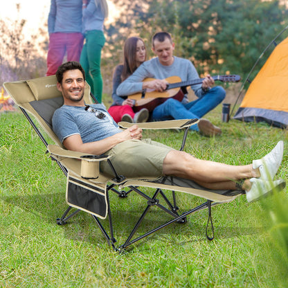 Camping Lounge Chair with Detachable Footrest Adjustable Backrest, Khaki Camping Furniture   at Gallery Canada