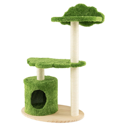 38 Inch Cute Cat Tree for Indoor Cats with Fully Wrapped Sisal Scratching Posts, Green Cat Trees Condos & Scratchers   at Gallery Canada