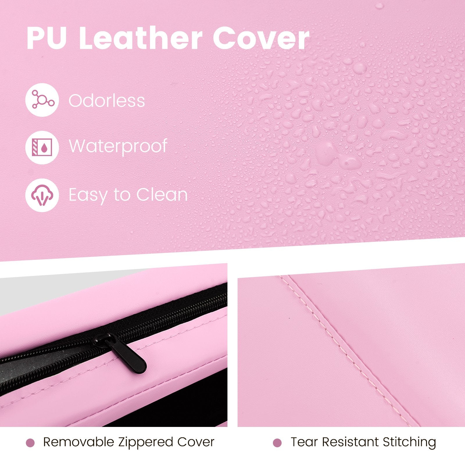 4-Panel PU Leather Folding Exercise Mat with Carrying Handles, Pink Yoga & Gym Mats   at Gallery Canada