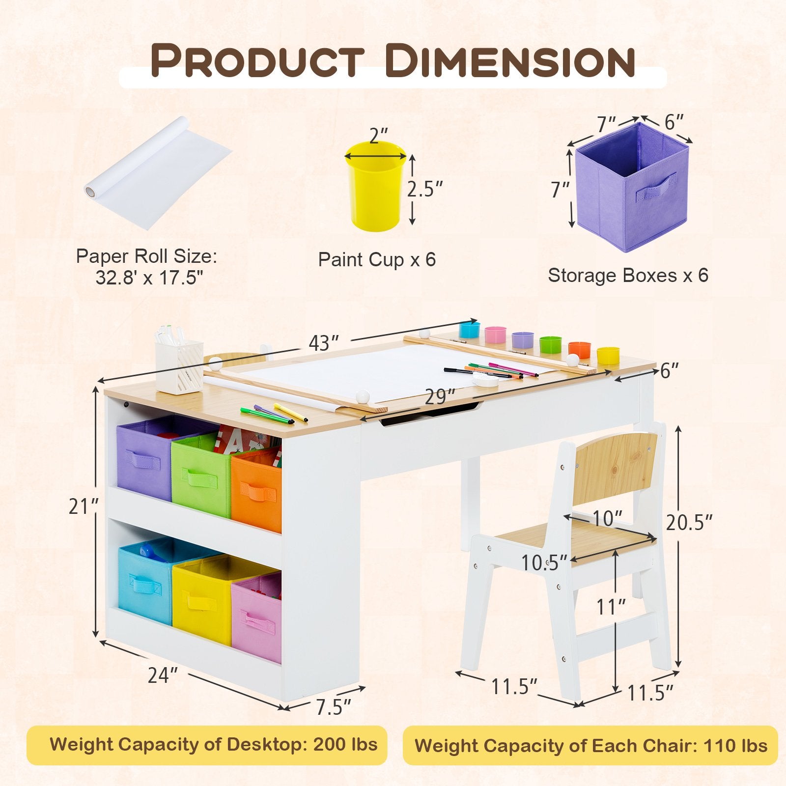 Children Art Activity Table and Drawing Table, Natural Kids Table & Chair Sets   at Gallery Canada