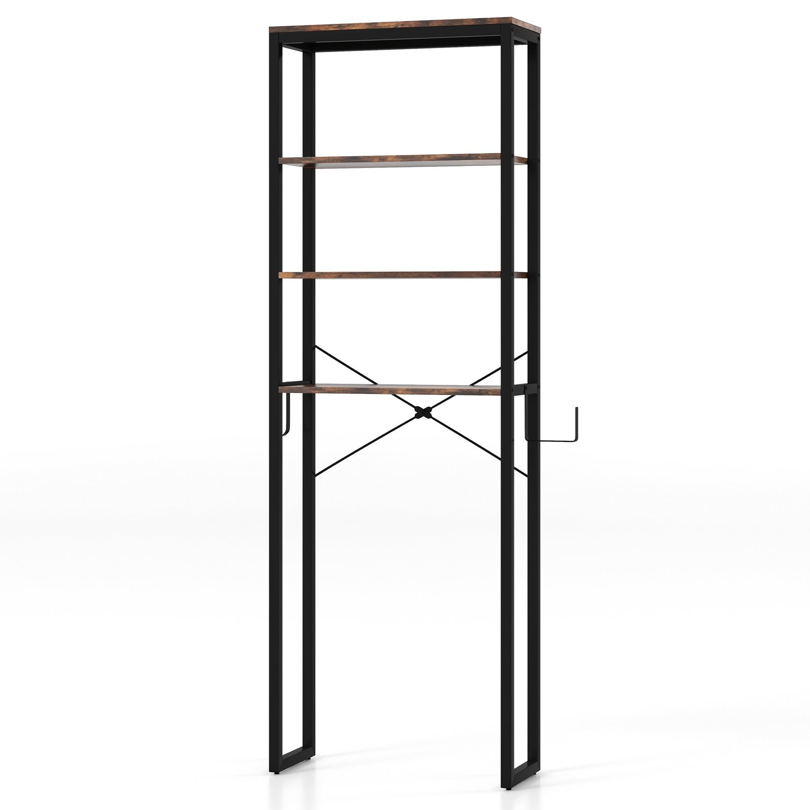 4-Tier Adjustable Bathroom Metal Storage Rack, Rustic Brown Bathroom Etagere   at Gallery Canada