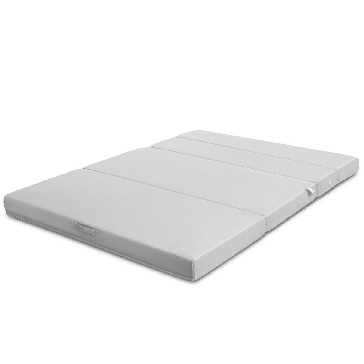 4 Inch Folding Sofa Bed Foam Mattress with Handles-Queen Size, Gray Mattresses   at Gallery Canada