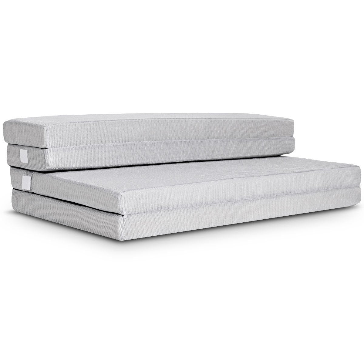 4 Inch Folding Sofa Bed Foam Mattress with Handles-Queen Size, Gray Mattresses Queen Size at Gallery Canada