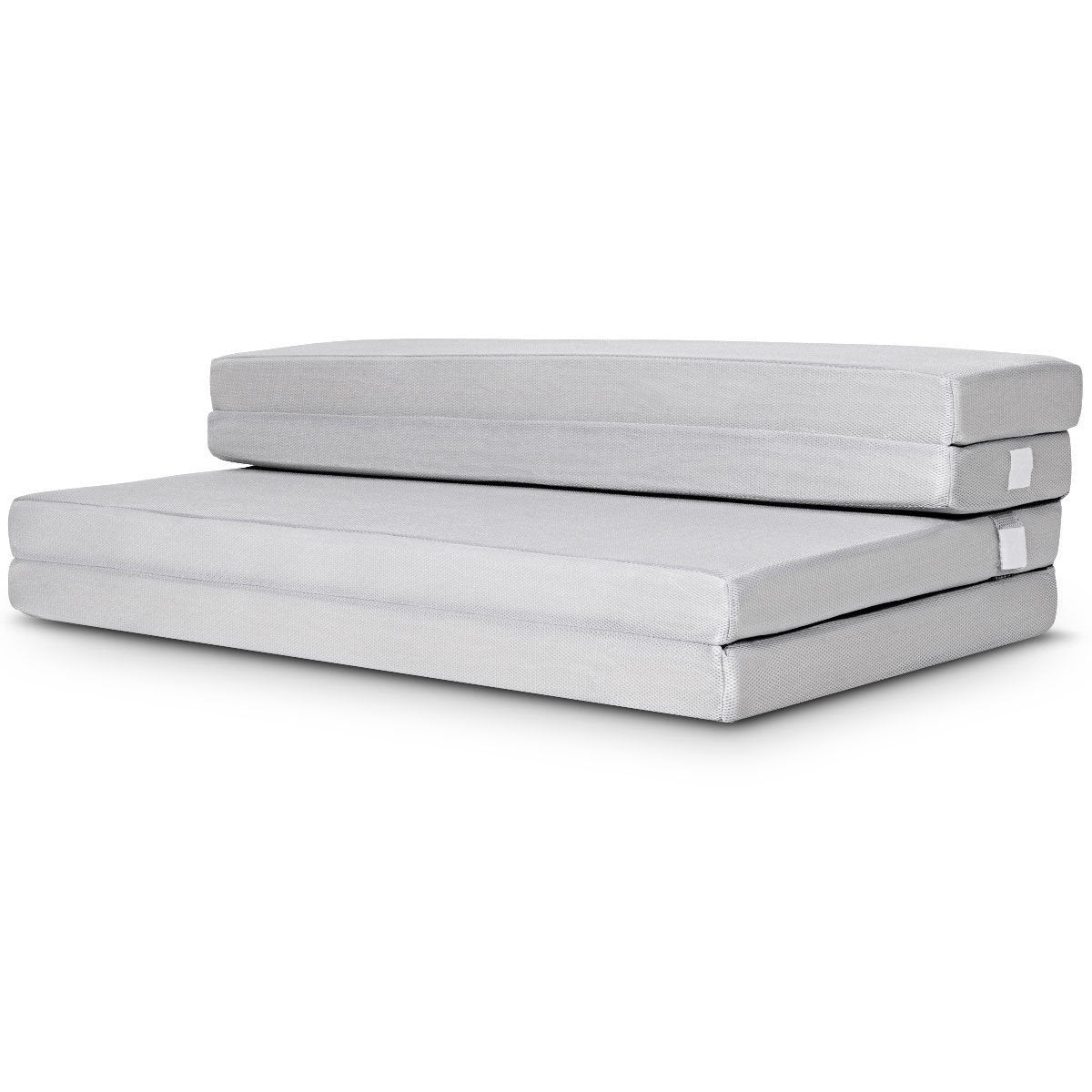 4 Inch Folding Sofa Bed Foam Mattress with Handles-Queen Size, Gray Mattresses   at Gallery Canada