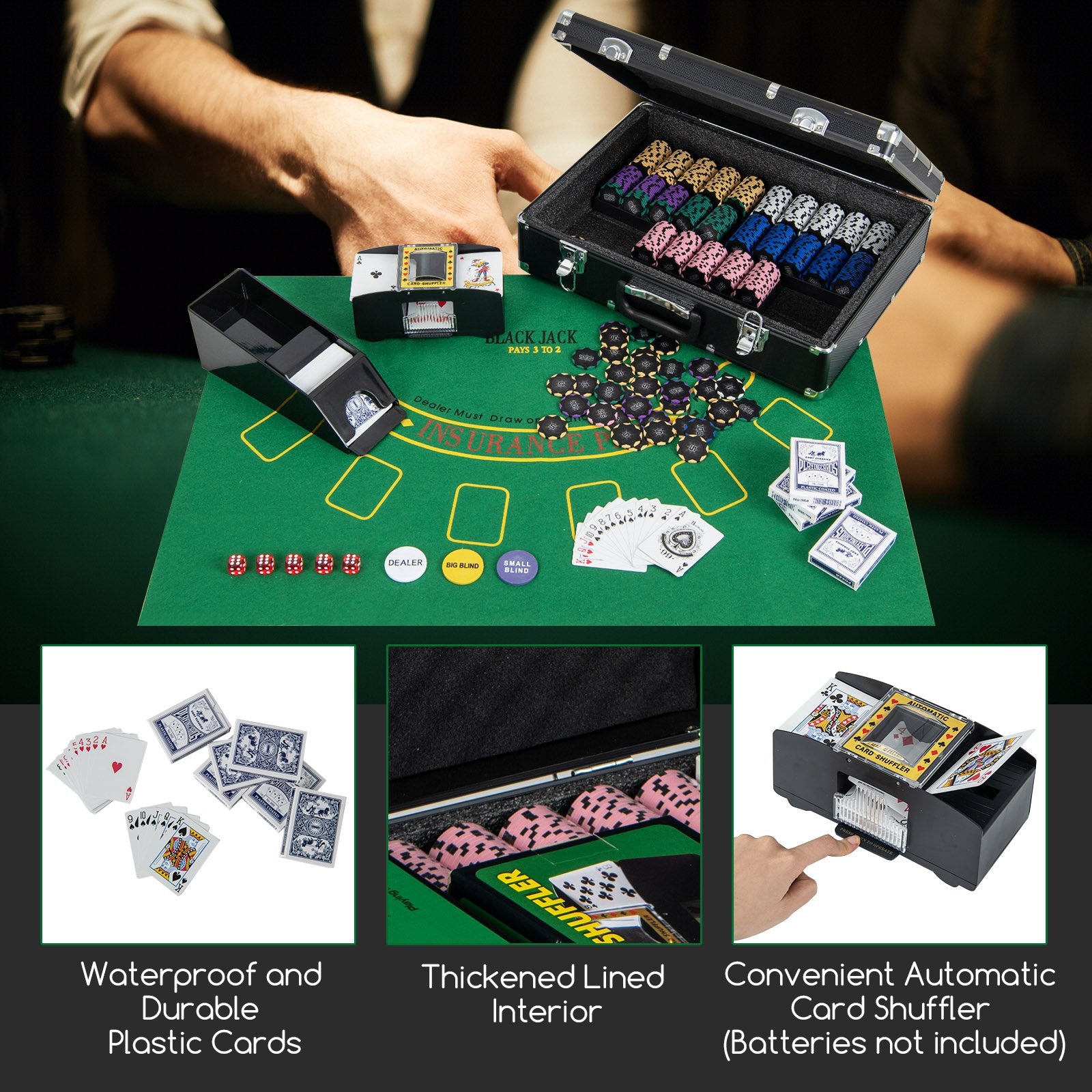 600-Piece Poker Chip Set 14 Gram Claytec Chips with Carrying Case, Black Game Room   at Gallery Canada