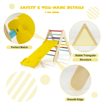 3-in-1 Wooden Climbing Triangle Set Triangle Climber with Ramp, Multicolor Climbers & Slides   at Gallery Canada