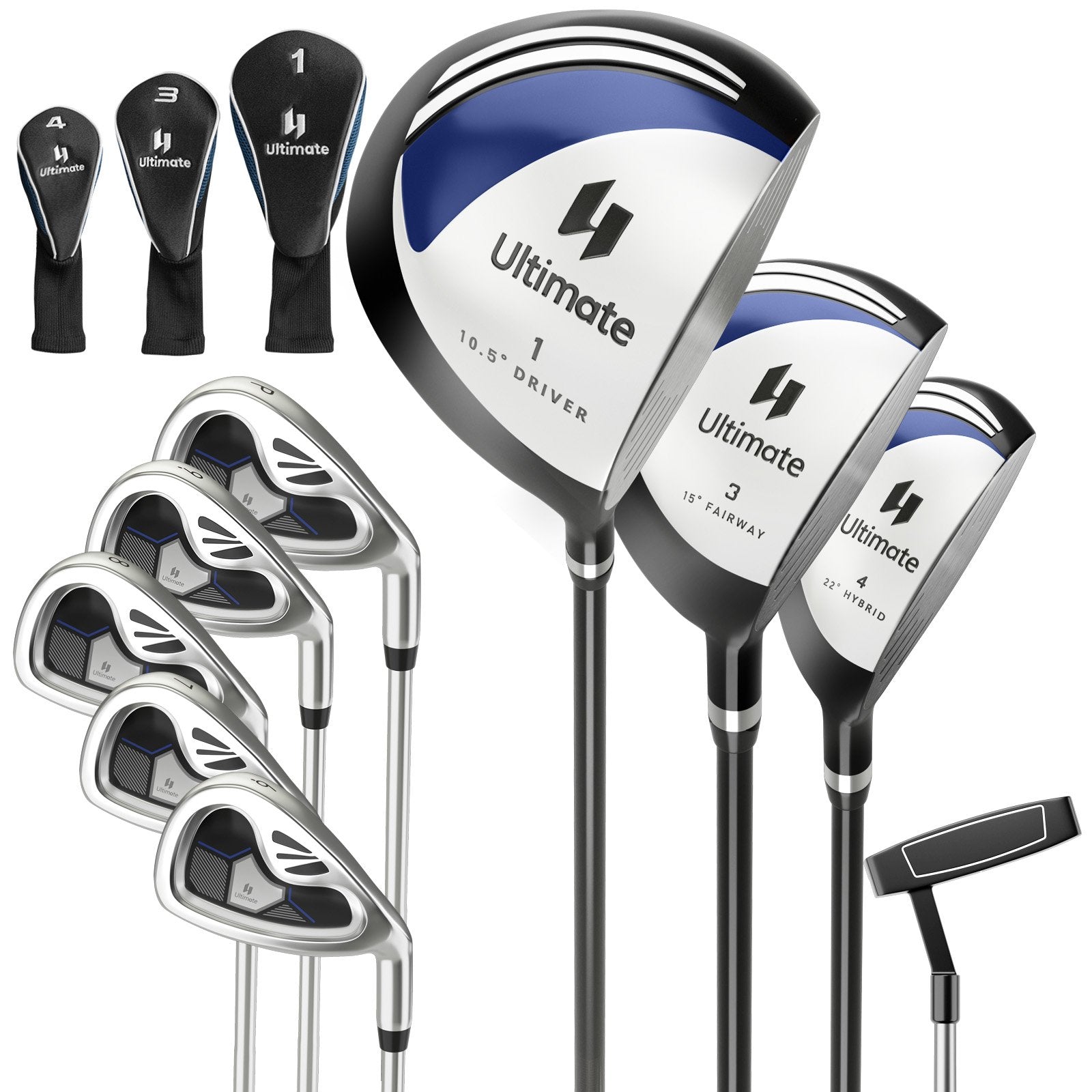 Men's 9 Pieces Complete Golf Club Set, Navy Golf   at Gallery Canada